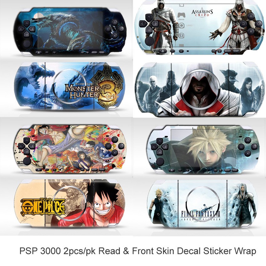 PSP 1000 / E1000 / 2000 / 3000 / PS Vita PSV 1000 / 2000 2pcs/pk Stiker Kulit Depan & Belakang Pembu