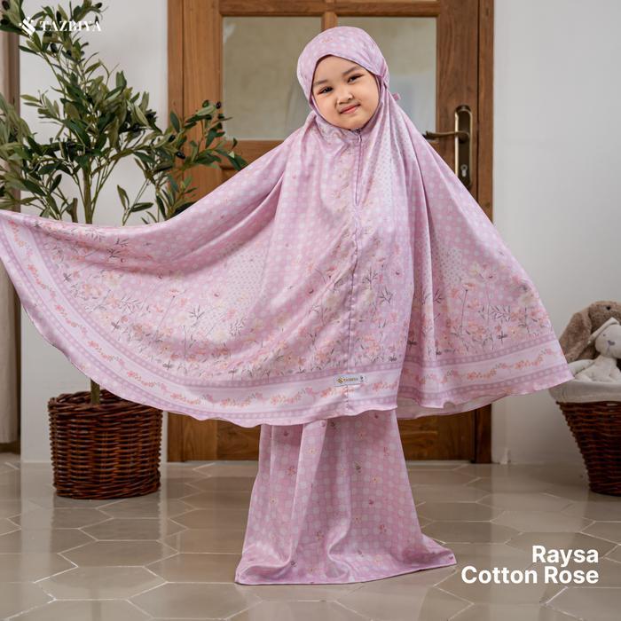 [RAMAI] TAZBIYA - Mukena Anak Raysa Series I Mukena Anak Motif Bahan Cotton Print I Pouch Eksklusif 