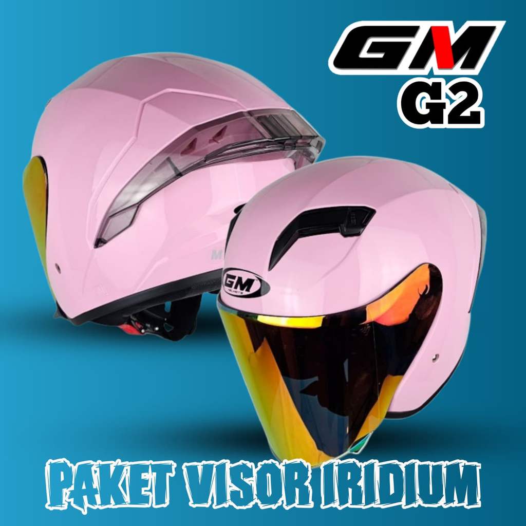 HELM GM G2 SOLID | PINK OR| G-2 SINGLE VISOR SNI ORIGINAL VISOR IRIDIUM NEW