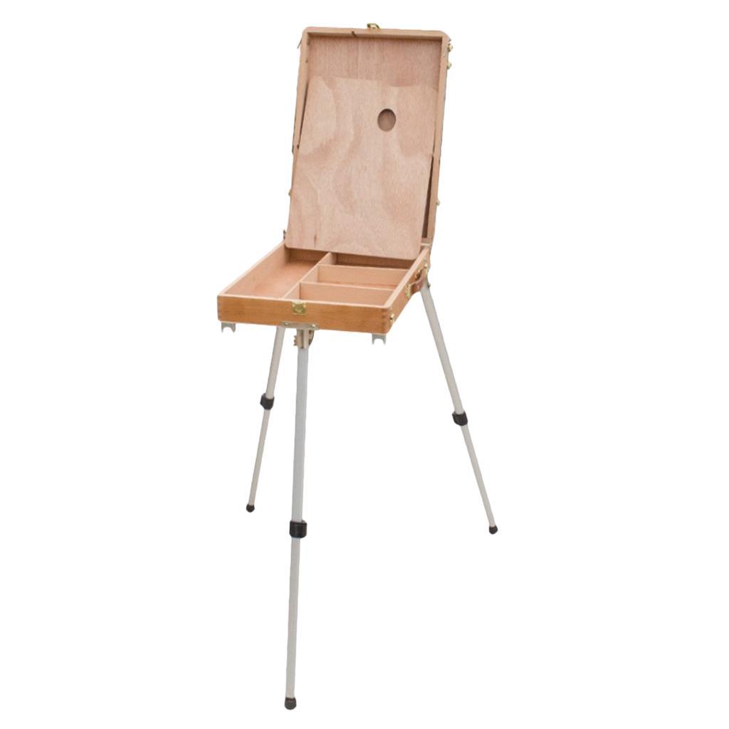 French Easel Wooden Sketch Box Portable Folding Durable Painters Tripod