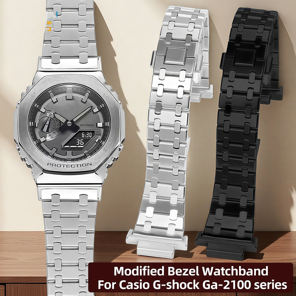Mofied Watchband For Casio G-shock Ga-2100 Stainless Steel  Strap Metal Ga2100 Ga2110 Ga-b2100 serie