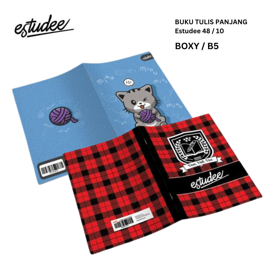 Buku Tulis Panjang ESTUDEE B5 Boxy 48 Lembar Cover Fancy / Tartan - Pak (KAS)