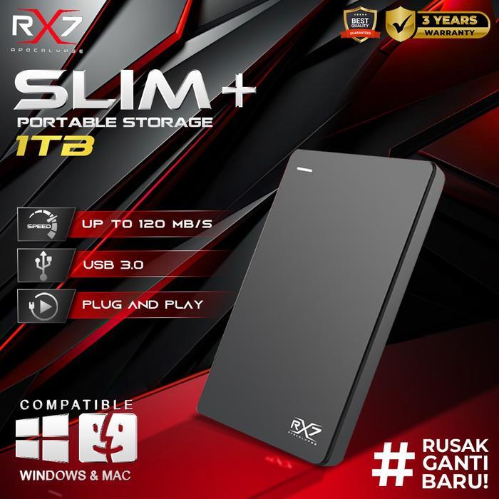 Tasty Trails HDD EXTERNAL BACKUP SLIM+ RX7 1TB / HDD EXPANSION SLIM+ RX7 1TB RESMI - HITAM / BLACK