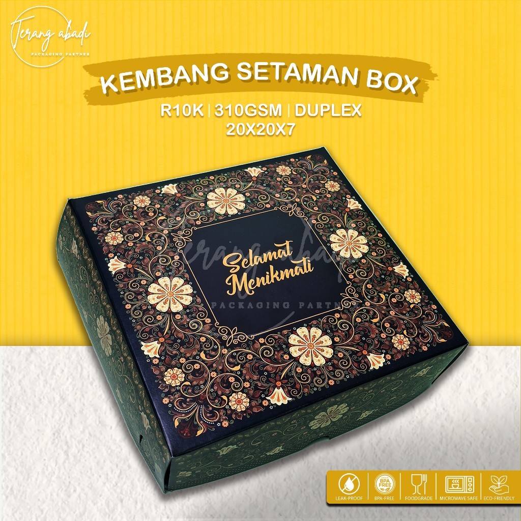Terlaris Dus R10K Kembang Setaman/Dus Nasi 20 x 20 x 7 Motif Kembang Setaman/Dus Nasi Hajatan/Dus Ro