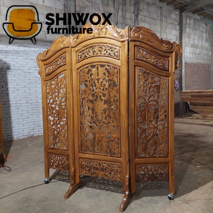 Free ongkir  sketsel ukiran kayu jati - skat ruang ukir jati klasik - partisi ukir >