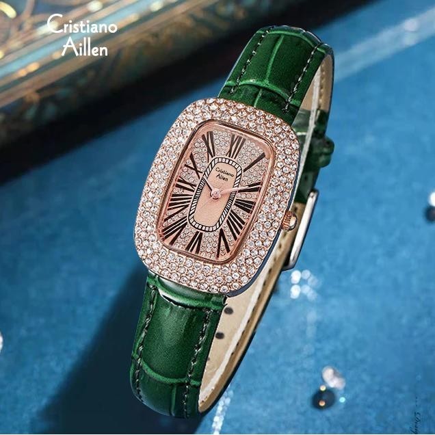 Jam Tangan  Cristiano Aillen Jam Tangan Wanita 0852 Kulit Leather Asli Water Resistant 3 ATM