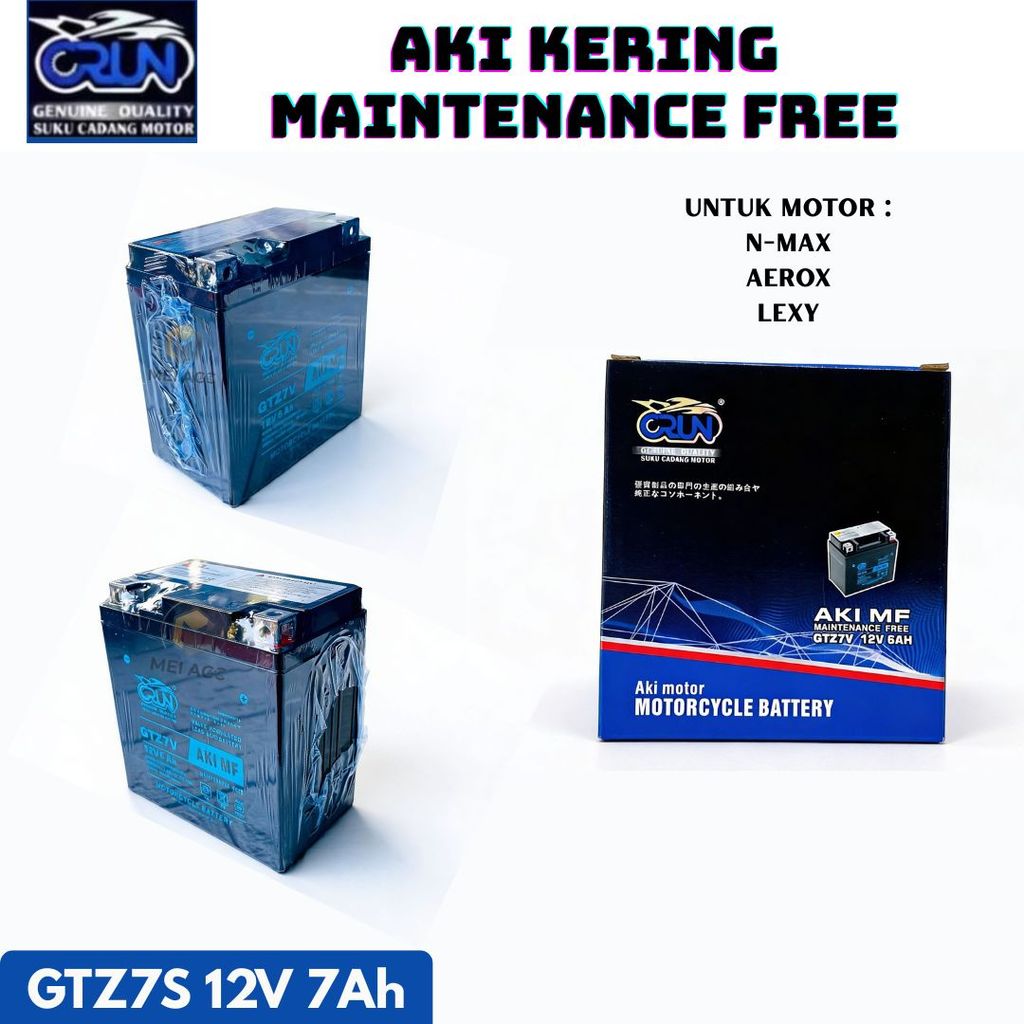 Crun Baterai Aki Motor GTZ7V 12V 6Ah Ampere GTZ6V Yamaha Nmax Aerox Lexy