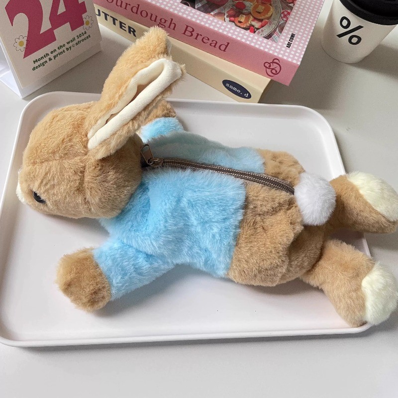 Tempat Pensil Plush Tas Pensil Bulu Peter Rabbit Tas Pensil Yang Imut Large Capacity Multi-functiona