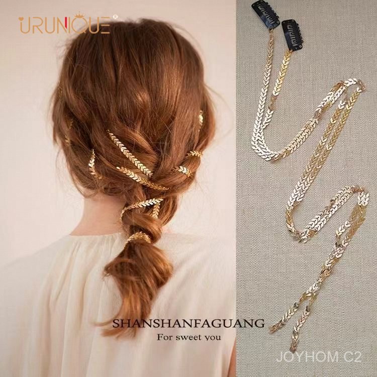 COD French Retro Gold Wheat Spike Hair Chain for Women, Summer Super Fairy Bride Hair Accessory, Ver
