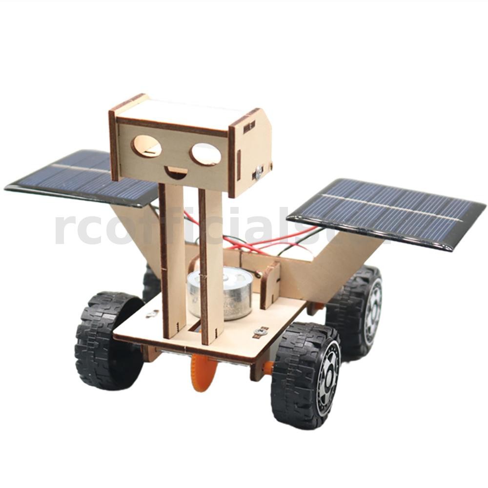 Mobil Edukasi DIY Solar Lunar Rover, Kit Mobil Kayu Bertenaga Surya, Mobil Energi Surya untuk Anak-A