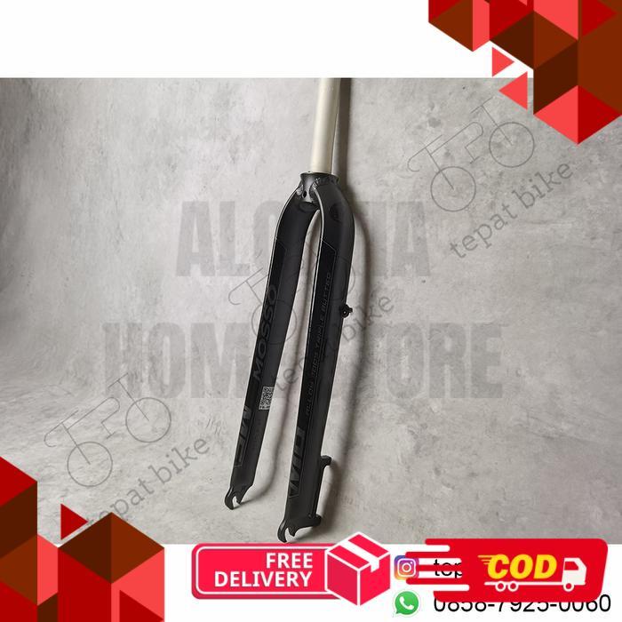 Fork mosso m6 ALLOY 7005 TRIPLE BUTTED, disc brake, oversize - Hitam polos -alca