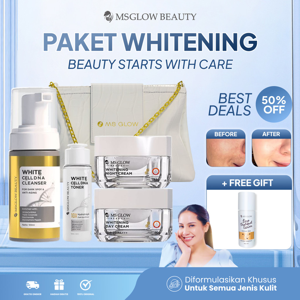 Skincare MS Glow Whitening Ms Glow Beauty Paket Whitening New Skincare Wajah Kusam Mencerahkan Glowi