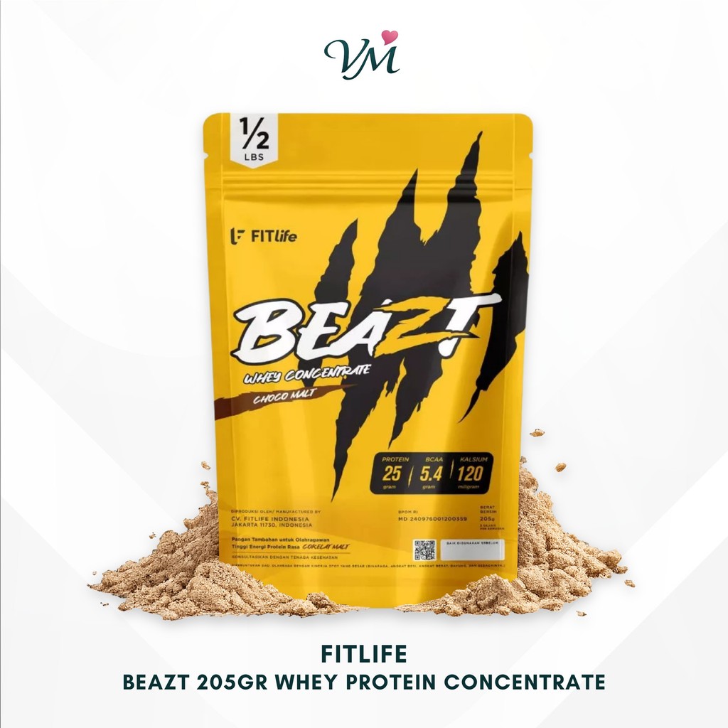 FITlife Beazt Whey Protein 205gr Suplemen Gym Massa Otot Protein Fitness Harian