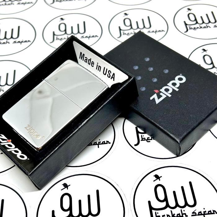 Korek Api Zippo Glossy Silver Ice Full Chrome Logo Icon Zippo Original