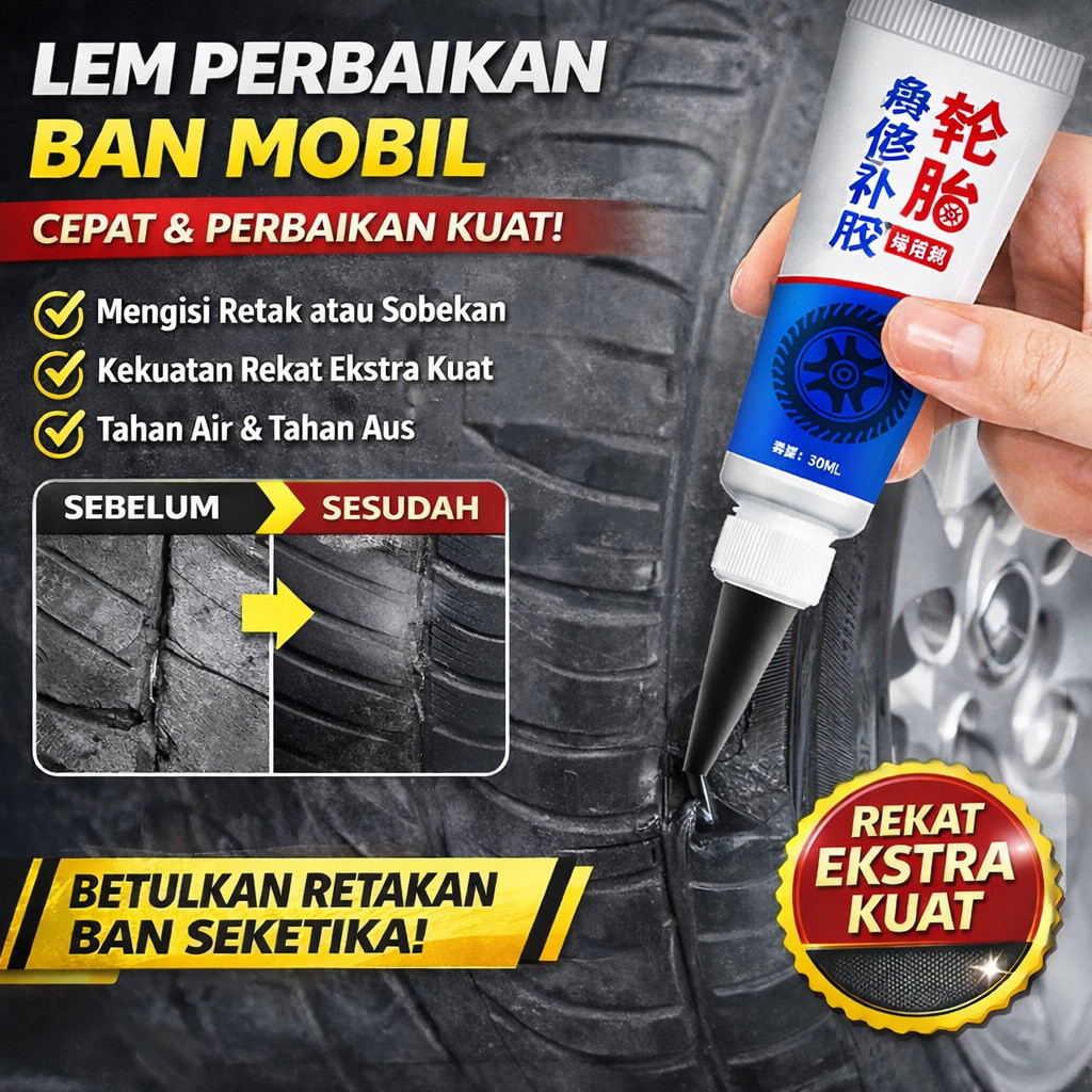 [Kuat Cepat Kering]Lem Perbaikan Goresan Samping Ban Mobil/Lem Perbaikan Retak Kuat/Untuk Memperbaik