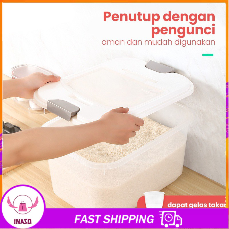 ReadyINASO Tempat Beras Tempat penyimpanan Bahan Makanan Wadah Penyimpanan Serbaguna HSB130