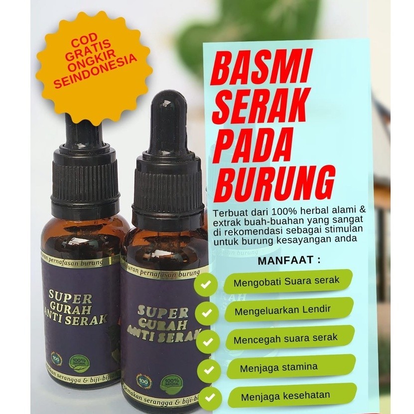 obat burung serak super gurah anti serak untuk murai kacer jalak kenari semua burung -