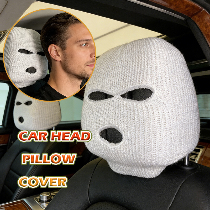 Sarung headrest mobil universal Topeng Pria Bertopeng Lucu Sarung Headrest Mobil Cover Headrest mobi