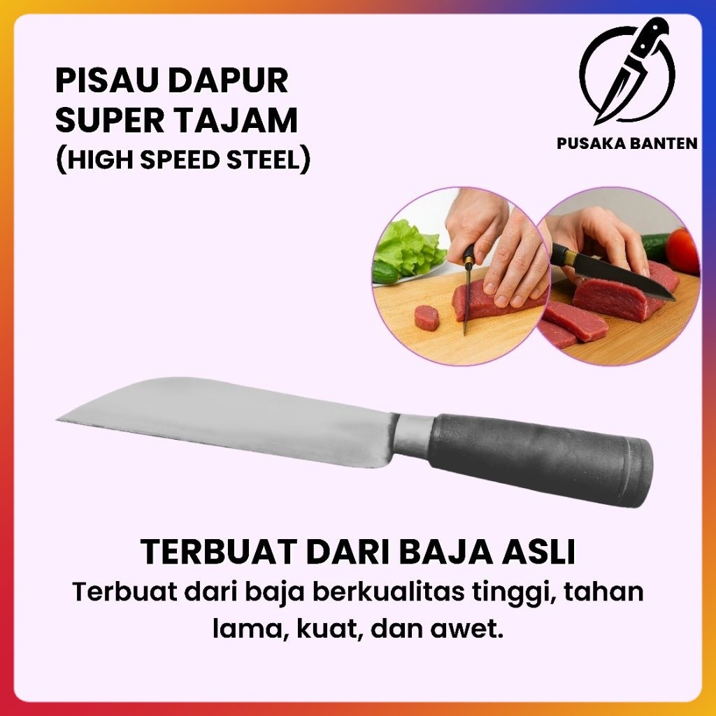 Pisau Dapur Tajam Baja Asli - Daging Ikan Sayur Buah