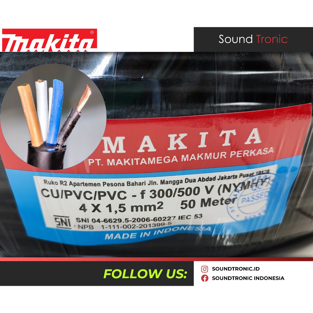 Kabel Audio Speaker 4x1,5 NYYHY Makita Speaker Audio 4x1.5 50meter