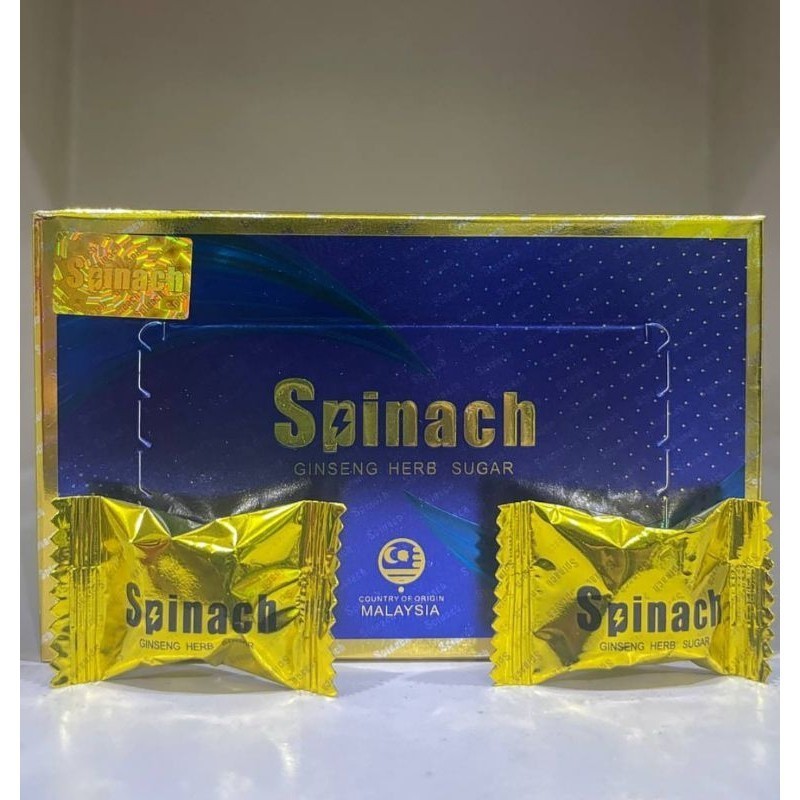 BARANG BARU Spinach Candy Original 1Box 30pcs - Spinach Ginseng Herbal Sugar