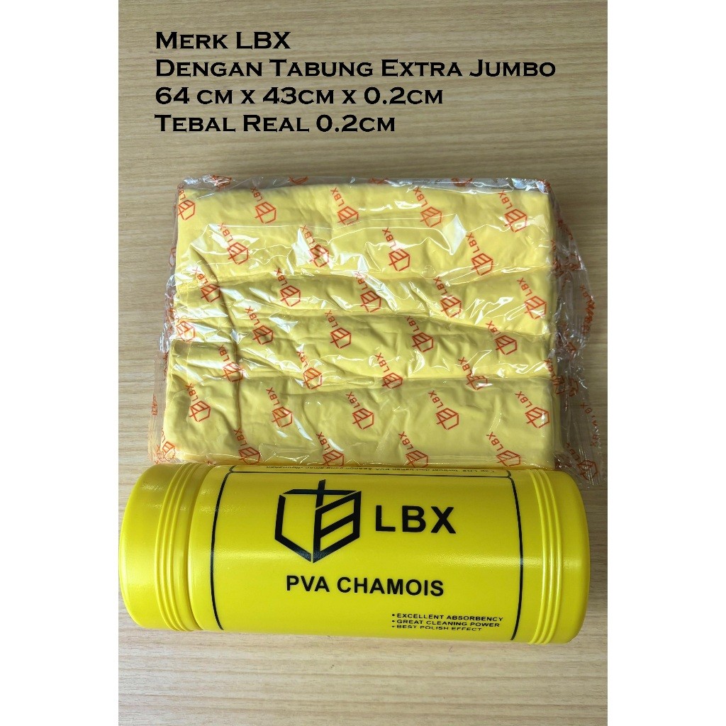 GROSIR Kain Lap LBX Plas Chamois PVA Premium Kanebo Extra jumbo 64 Besar Berserat Free Tabung Penyim