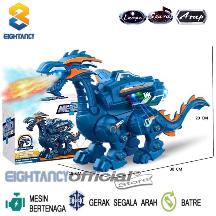 PROMO 8T  BRO1324  BO Animals Dino Naga Thunder Robot Dinosaurus Naga Asap Dino Batre Berjalan Lampu