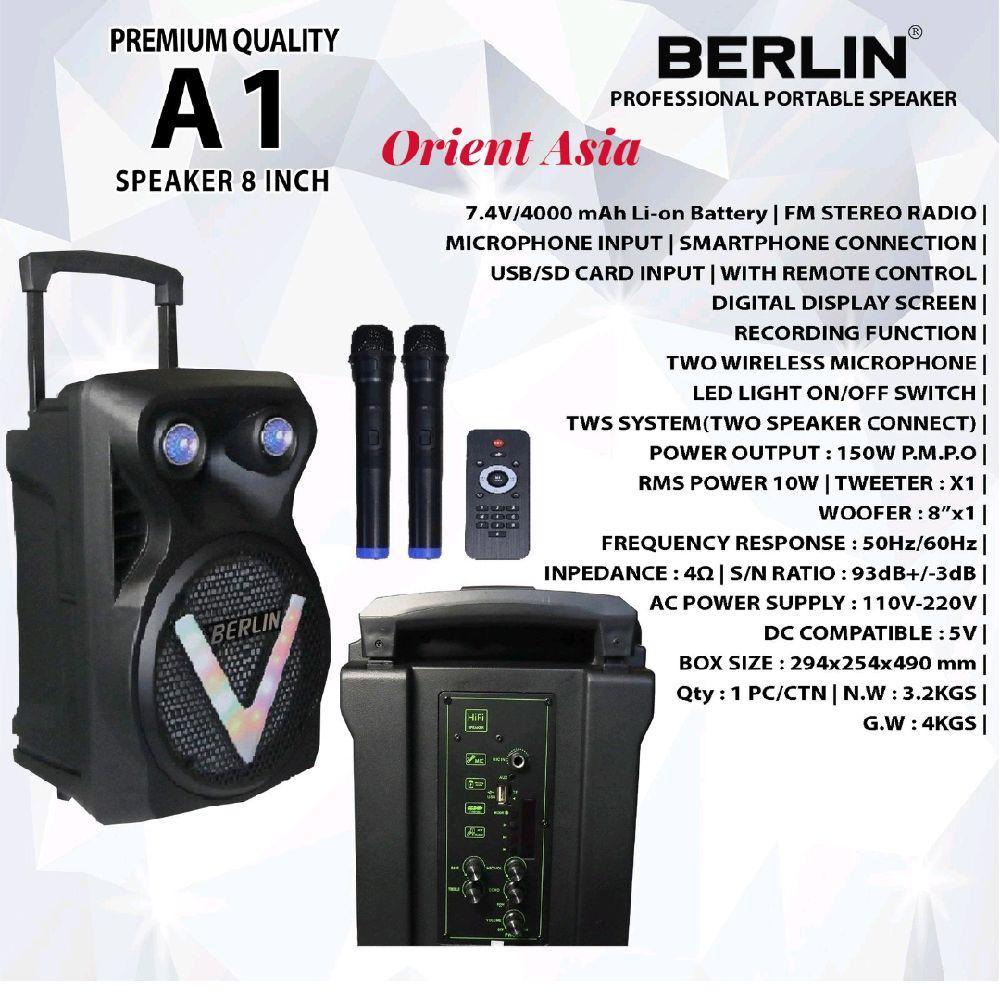 Speaker portable Profesional BERLIN 238 / 8 inch  VA-1 Single Speaker Bass