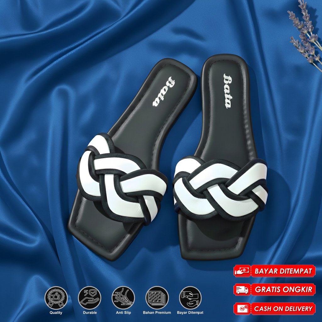 SANDAL TERBARU SENDAL WANITA SLOP NYAMAN EMPUK SELOP CEWEK KEKINIAN TRENDY TEPLEK BATA