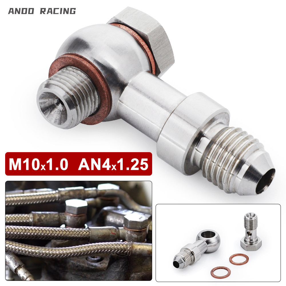 Turbo Oil Feed M10x1.0 To AN4 1.25mm Restricto Racing Banjo Bolt Fitting Kit For Mitsubishi TD025 TD