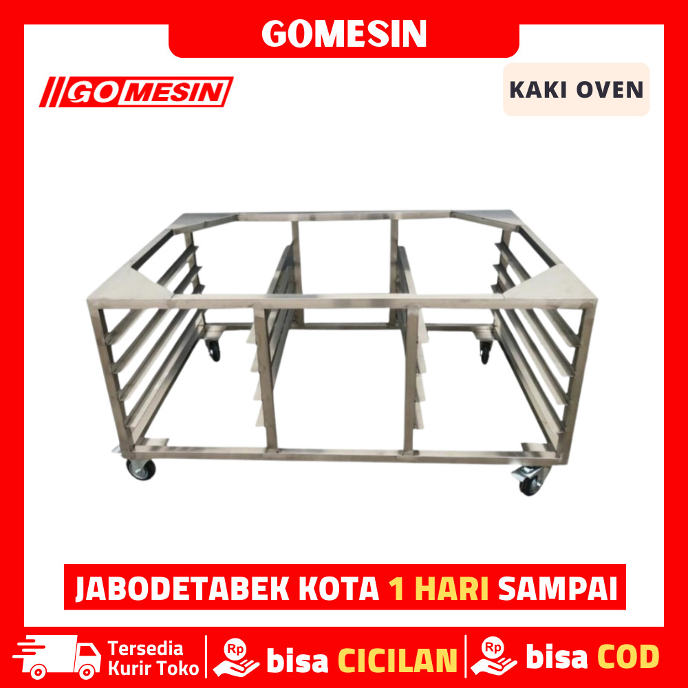 GOMESIN Kaki Meja Oven 1 Deck Meja Kaki Oven Knockdown 4 Roda Stainless