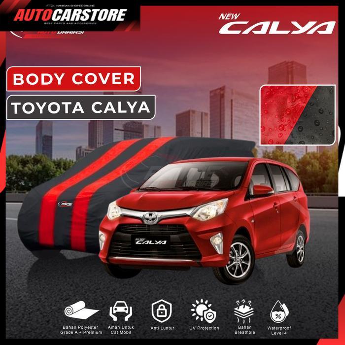[ ACSports ] Body Cover 2 Warna Sarung Mobil 2 Warna - Toyota Calya - Hitam List Merah
