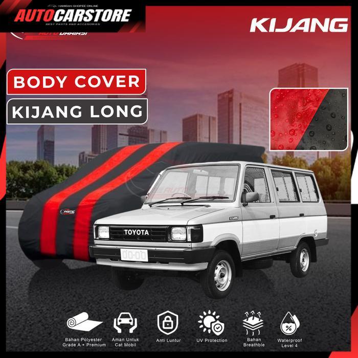 [ ACSports ] Body Cover Sarung Mobil Cover Mobil Warna Kijang Long Waterproof - Hitam List Merah