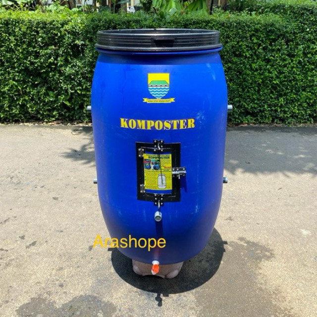 Drum komposter/tong sampah/drum sampah organik/poc 200 liter HDPE