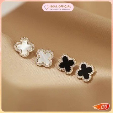 COD COD Anting ISoul Anting Clover Titanium Asli Wanita Korea Earrings Model Perhiasan Emas Toko Can
