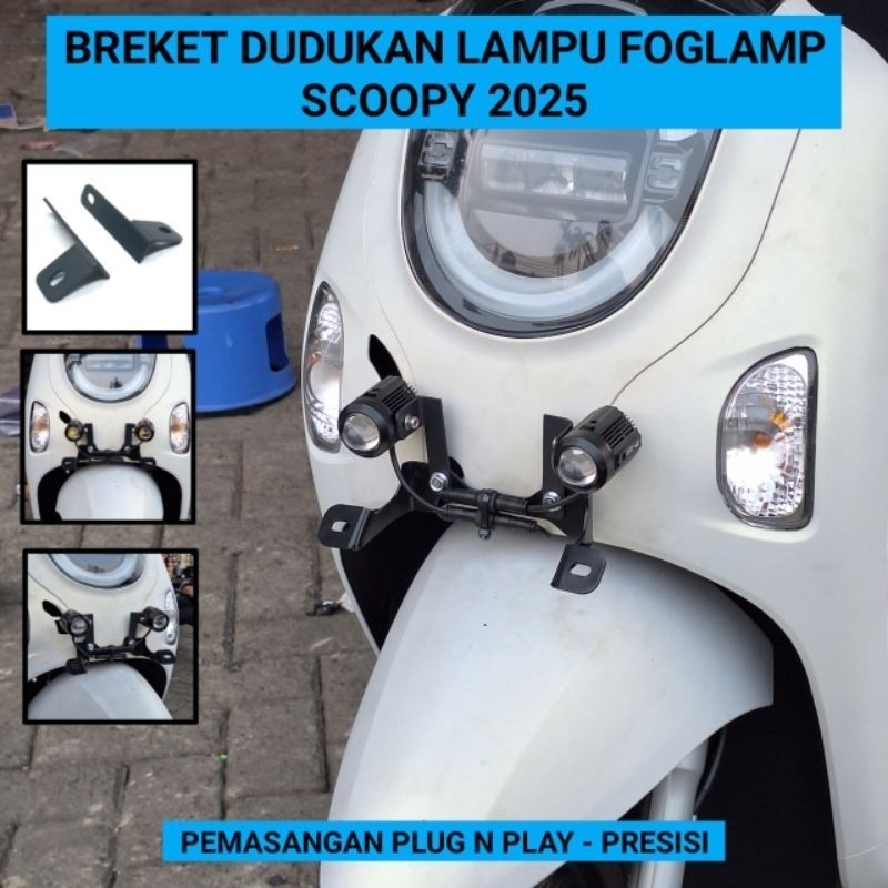 COD Bracket Breket Dudukan Lampu Tembak Foglamp All New Scoopy 2025 Prestige Stylish Dudukan Lampu D