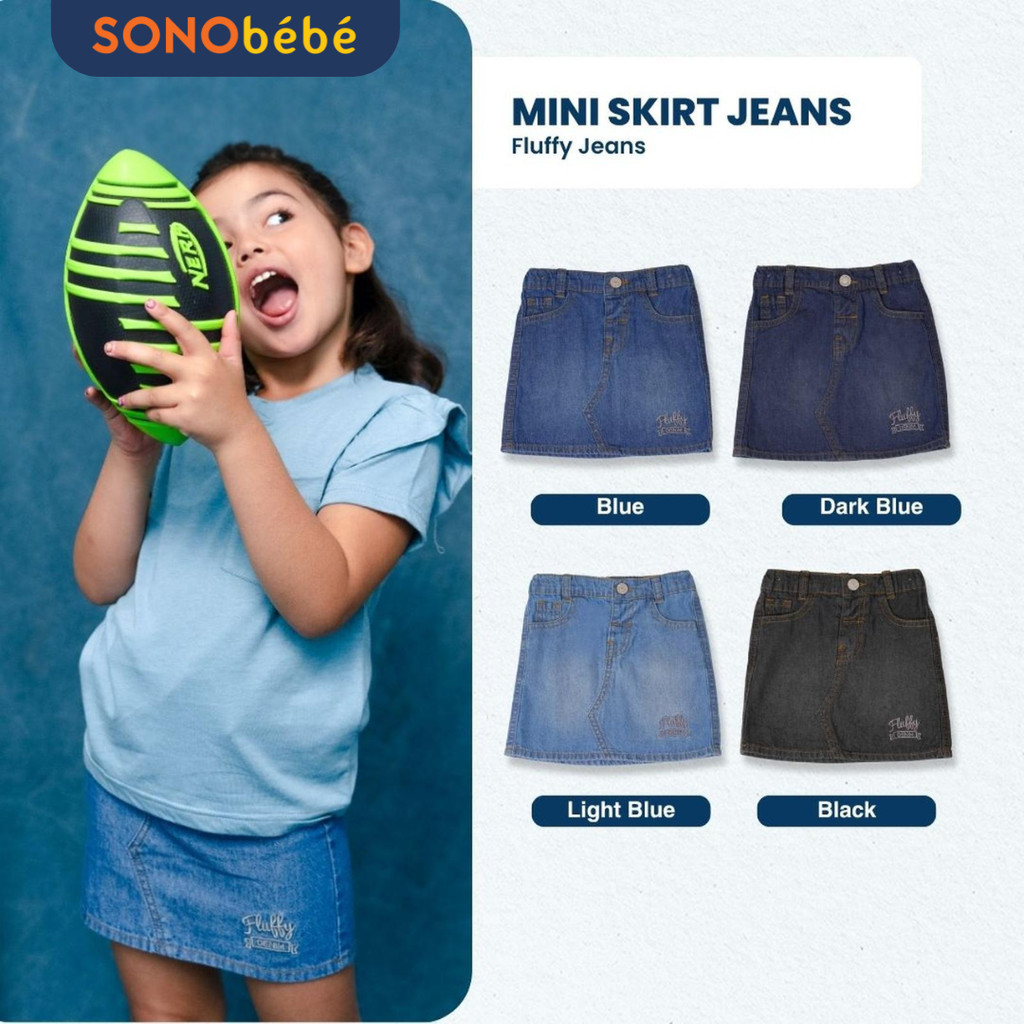 FLUFFY Mini Skirt Jeans - Rok Pendek Jeans