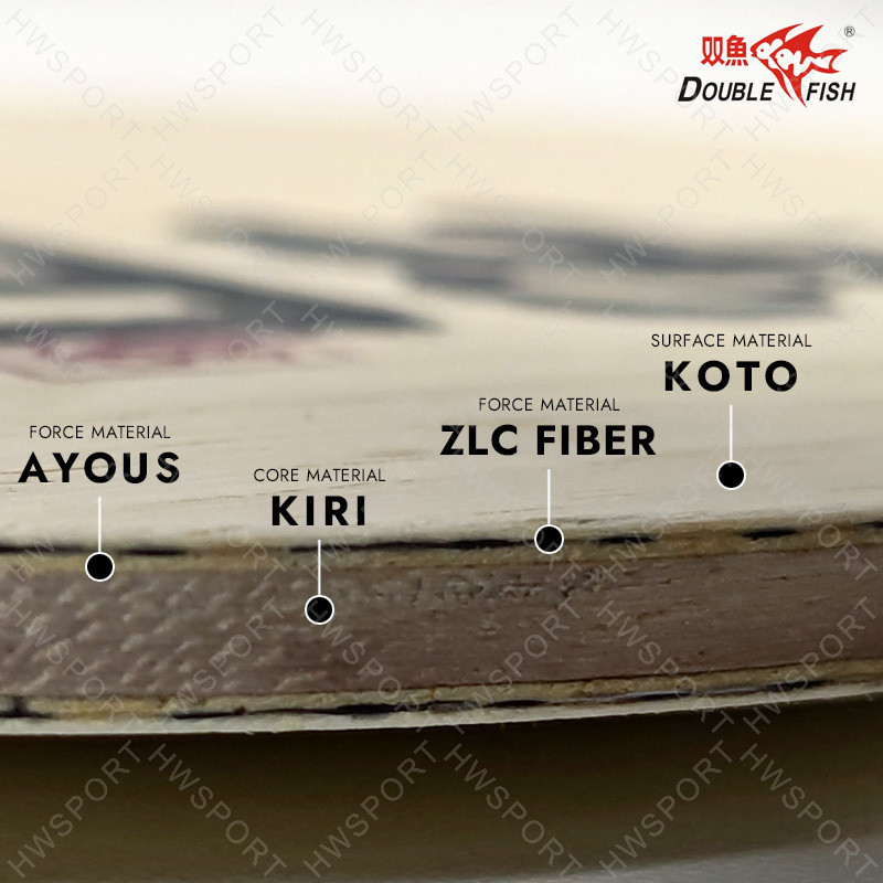 DOUBLE FISH Dragon Blade 1 Table Tennis Blade Super Fiber Outer ZLC Ping Pong Blade for Professional