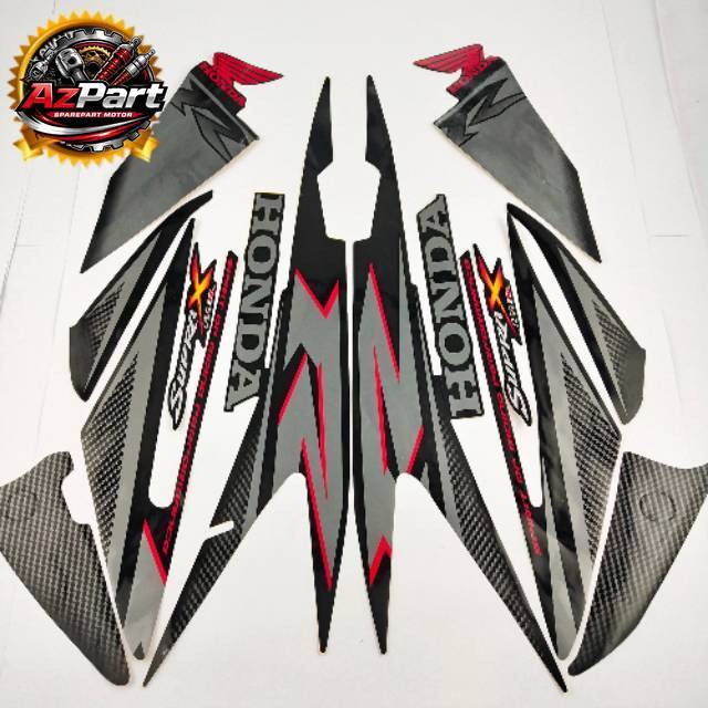 Striping Honda SupraX 125R 2008 2009 Hitam Silver