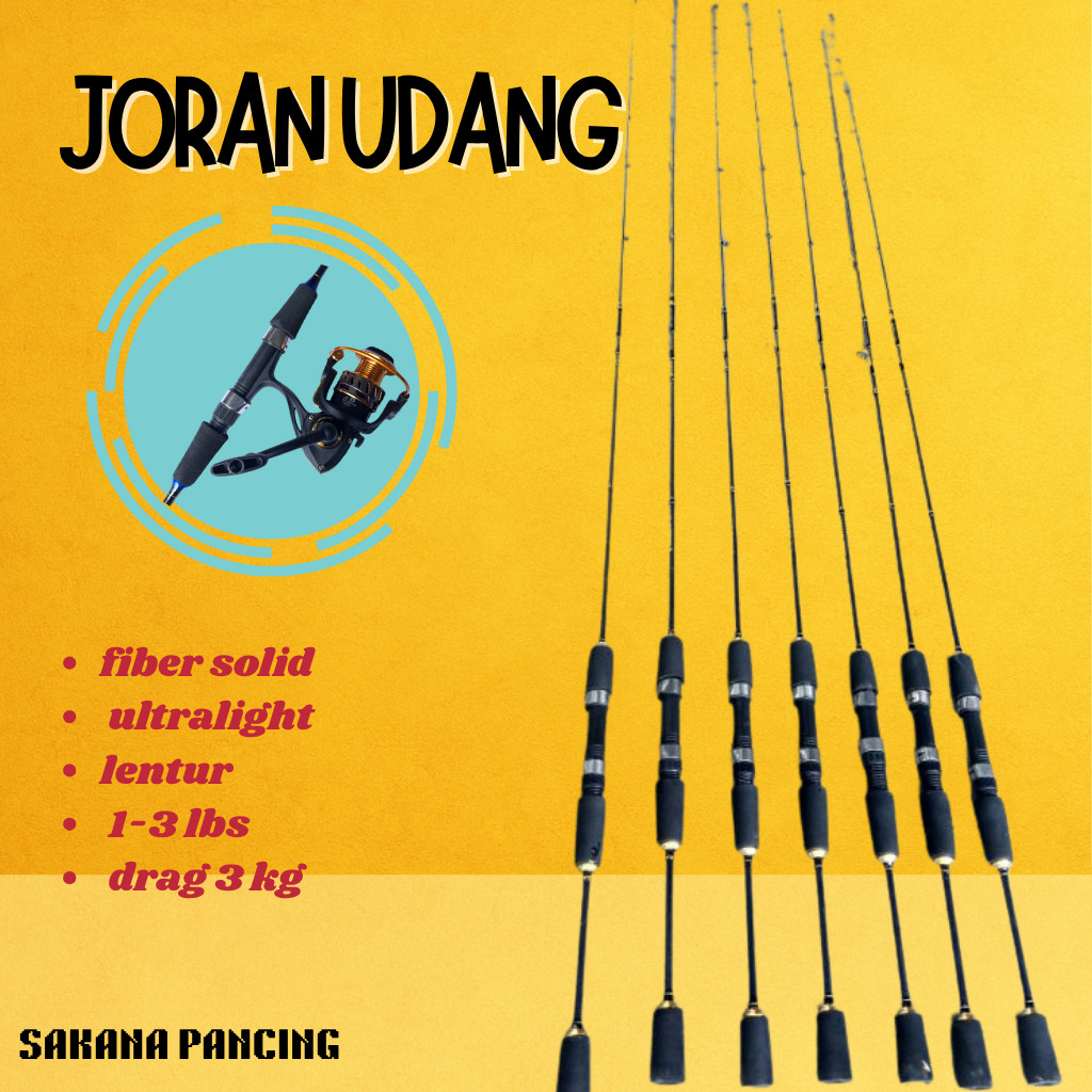 satu set Joran pancing super lentur benjiro udang murah 100 120 135 joran microfishing udang galah