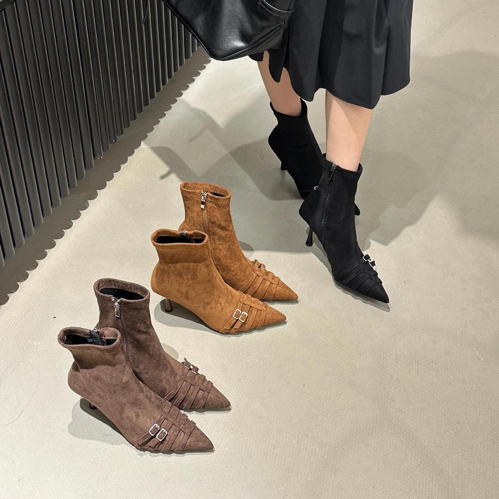 Pointed Toe Short Boots for Women2025Autumn Winter New Women's Boots Martin Boots High Heels Short B