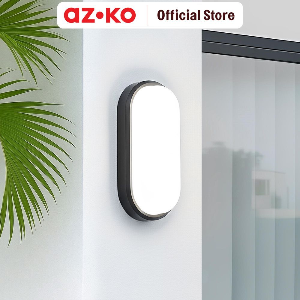 AZKO Krisbow Lampu Dinding Led Oval 16 watt Cool Daylight - Hitam Wall Lamp Light Lampu Tembok Pener