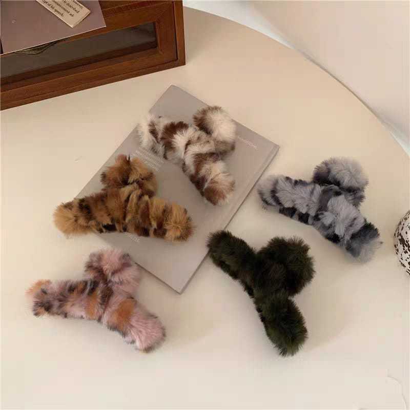 HELLO_12pcs Jepi Bulu Motif Loreng / Jedai Bulu Leopard / Jepi Rambut Motif Macan / Jedai Korea Prem