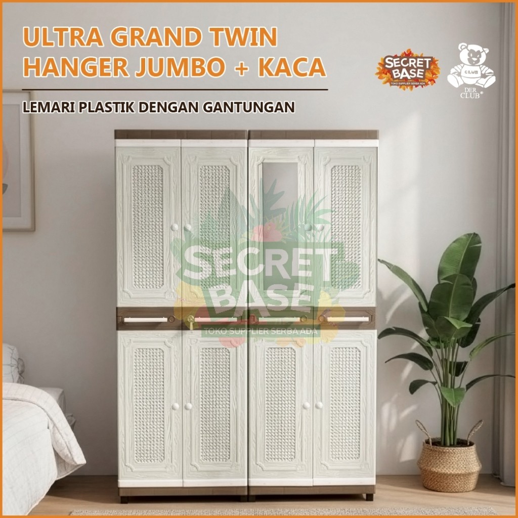 ULTRA GRAND TWIN HANGER JUMBO + KACA - Lemari Baju Plastik / Lemari Gantung Besar / Lemari Pakaian