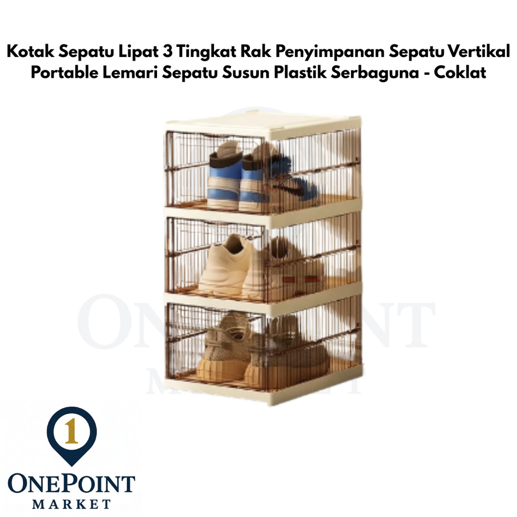 Kotak Sepatu Lipat 3 Tingkat Rak Penyimpanan Sepatu Vertikal Portable Lemari Sepatu Susun Plastik Se