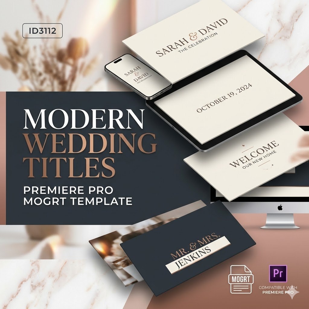 ID3112 - Modern Wedding Titles Premiere Pro Mogrt Template