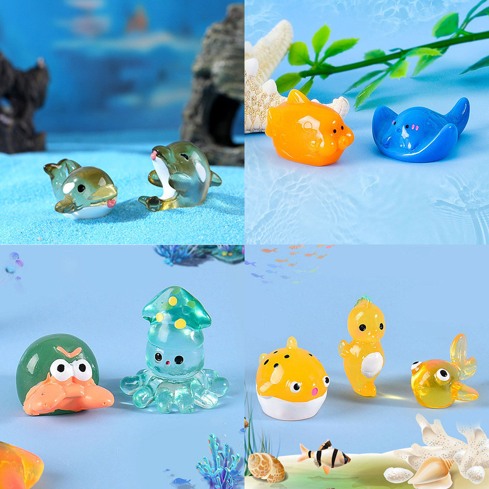 Mini Ocean Resin Animals Tiny Sea Animals Figurines Marine Miniature Animals Aquarium Ornaments Home