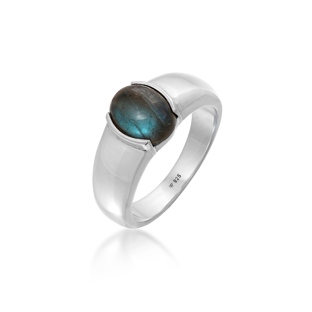 Kuzzoi Cincin Pria Perak 925 Labradorite Original Modern Mewah Classic