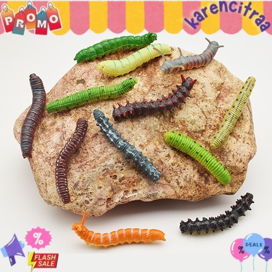 UBUL 6cm acak ulat bulu caterpillar serangga mainan prank toys plastik TRENDING 