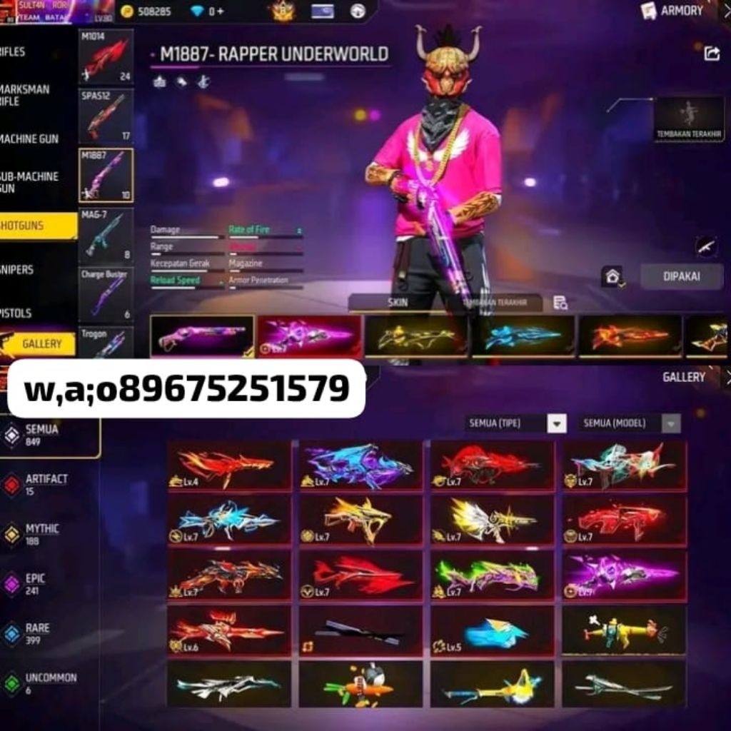 Termurah Akun fire free sultan terbaru SG riper Mumer